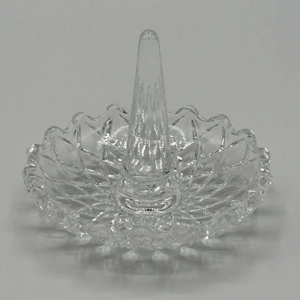 Clear Glass Ring Thin Cone Holder Display Stand Trinket Dish Jewelry Decor 3"x3"
